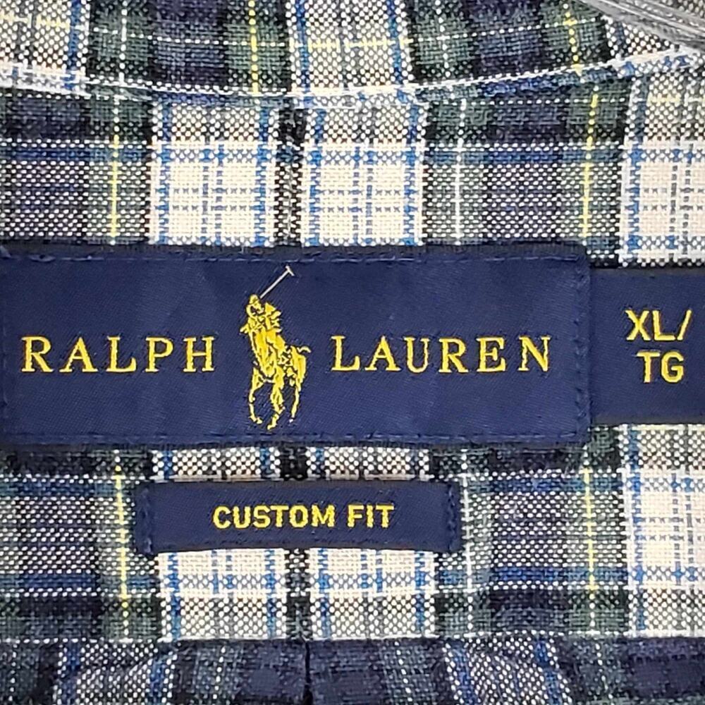 Polo Ralph Lauren Oxford Shirt Mens Size XL Blue Green Plaid LS Button Down - Picture 7 of 10